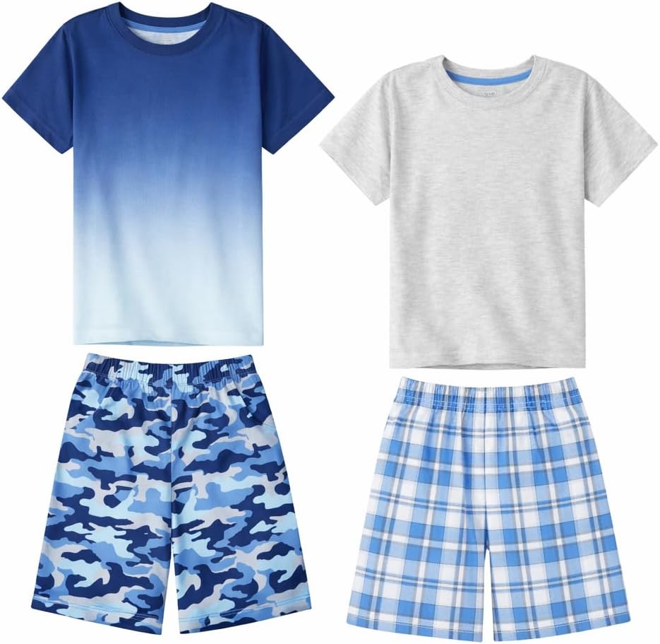 Pajamas Set for Boys, Piece Set, Short Sleeve Shirt with Pajama Shorts