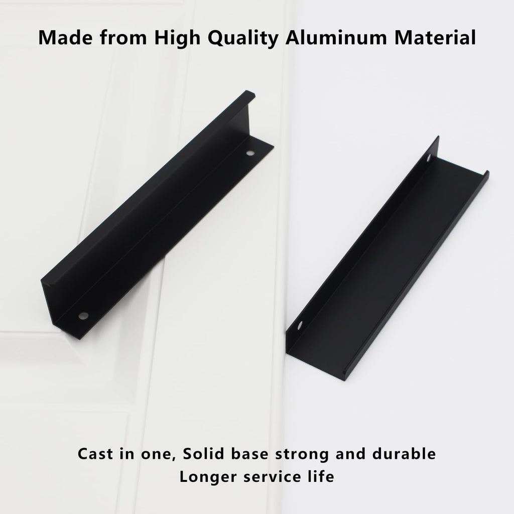 10 Pack Black Cabinet Handles Modern Finger Edge Pulls for Cabinets