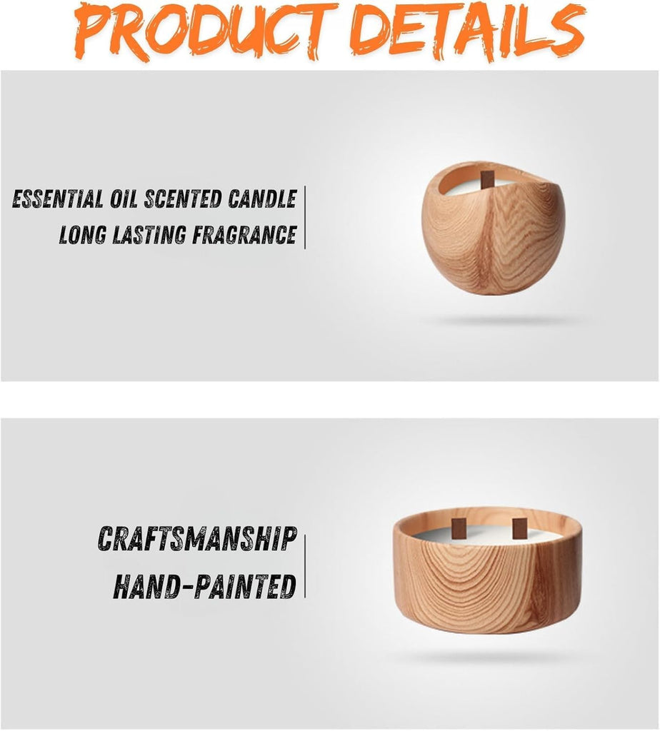 Nordic Pottery Vessel - Wooden Texture Ceramic Container for Scented Candle Crafting & Aromatherapy (3.15 x 3.54 in) - Set of 3