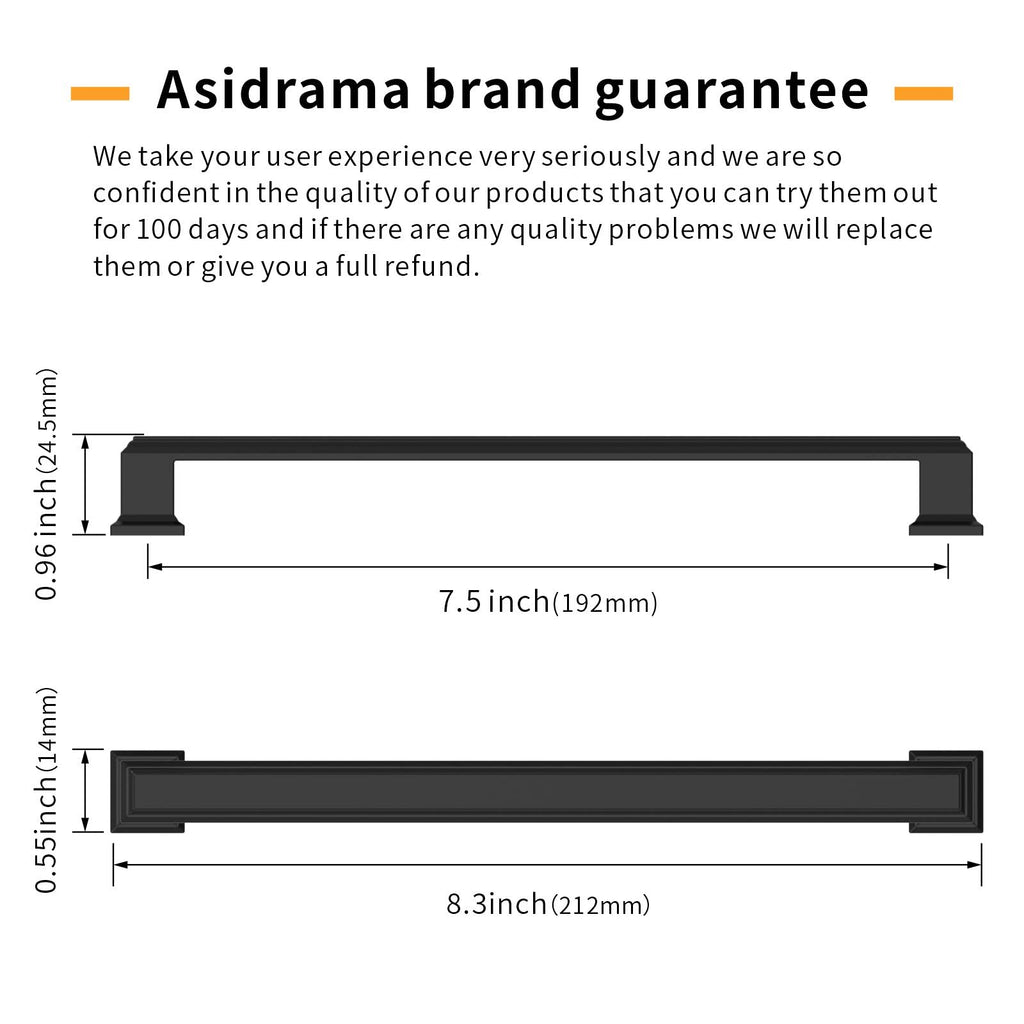 5 Pack 7.5 inch Matte Black Kitchen Cabinet Handles