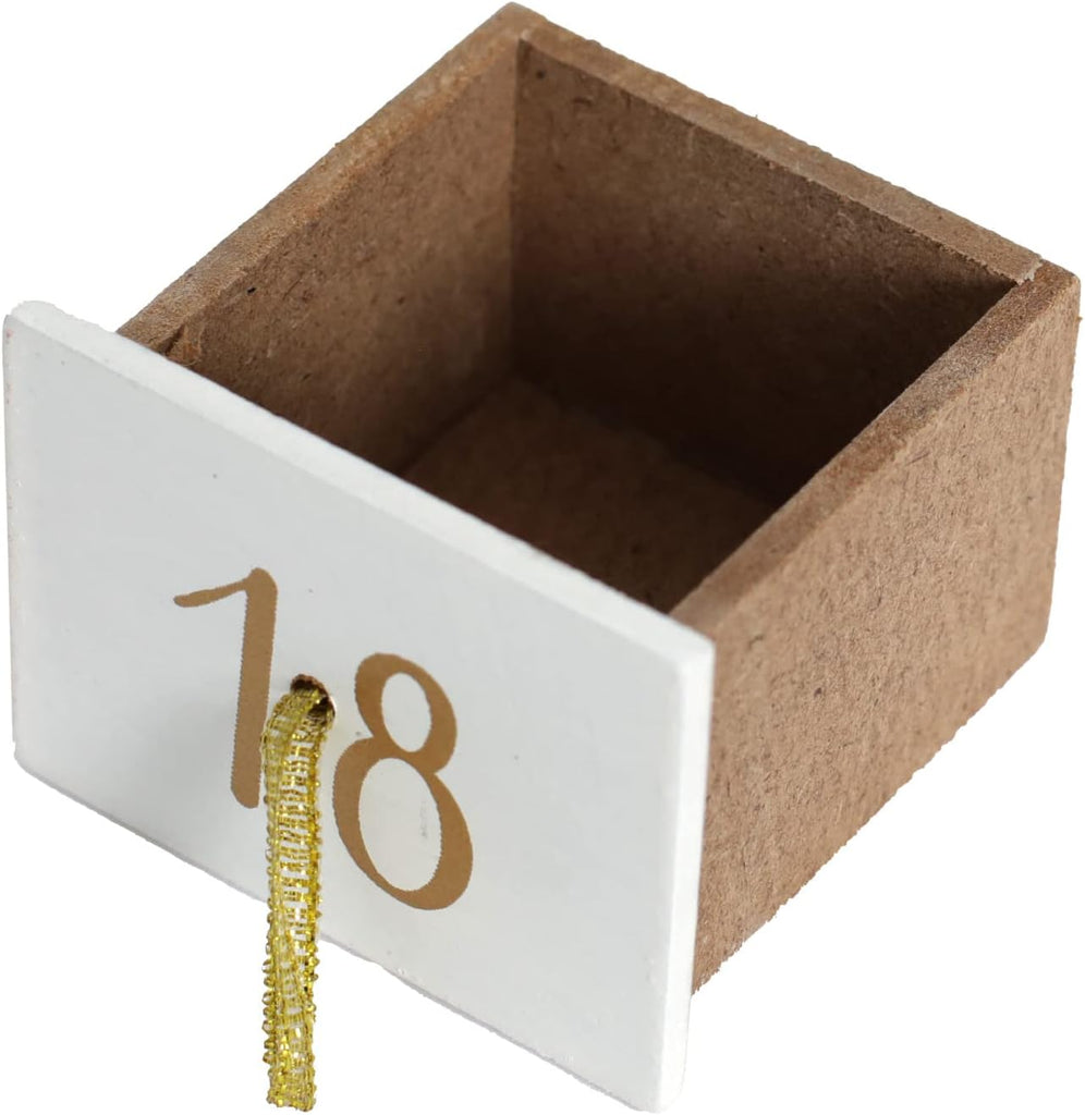 Christmas Wooden Advent Calendar with 24 Drawers to Fill Small Gifts with LED Lights Countdown to Christmas Tabletop