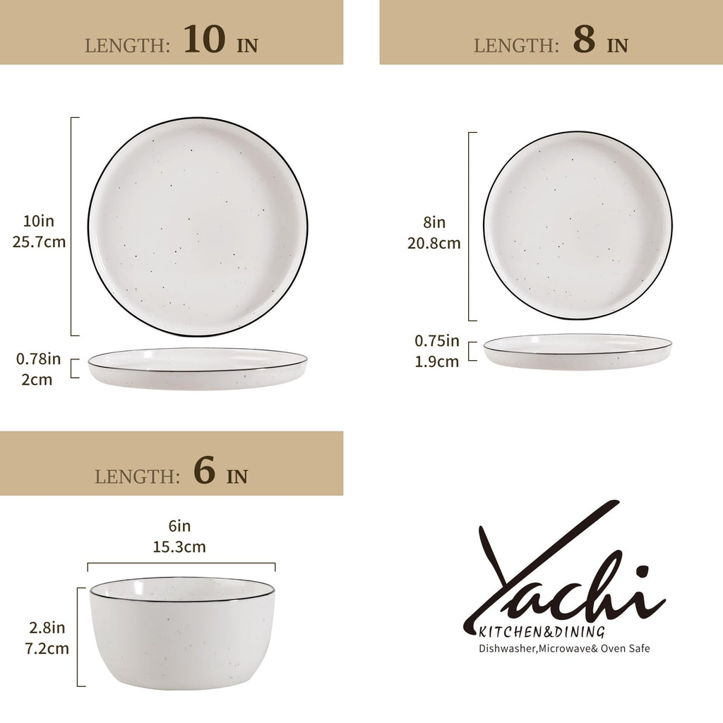 Plates and Bowls Sets, 18 Pieces Modern Stoneware Dinnerware Set for 6 Kitchen Dinner Set Ceramic Dishware Dishes Set