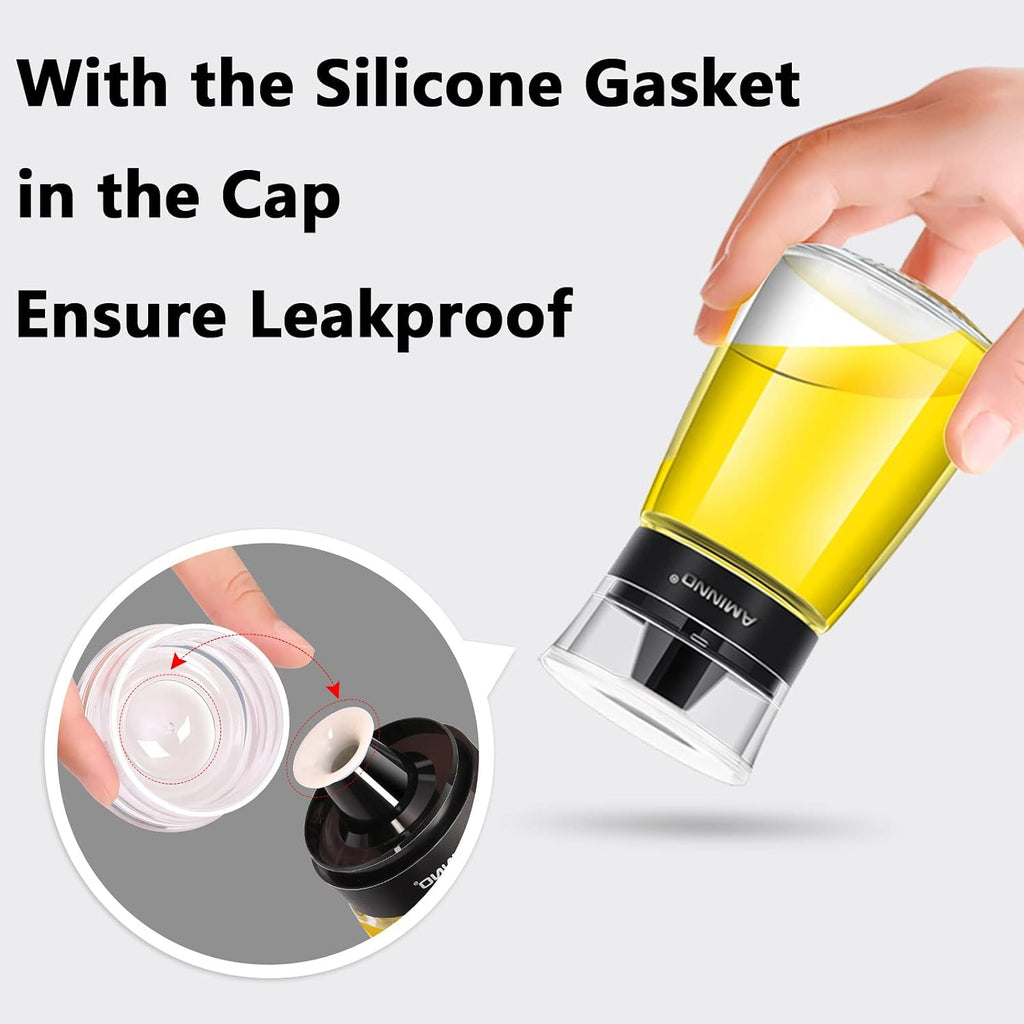 5.5oz Oil and Vinegar Cruets 2 Pack Glass Oil Dispenser Bottles for Cooking Leakproof and Drip Free Spouts - Set of 2