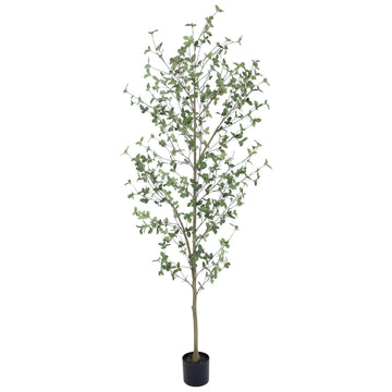7ft Artificial Quince Leaf Tree with Realistic Trunks, 84in Faux Quince Leaf Tree with Lifelike Leaves for Garden