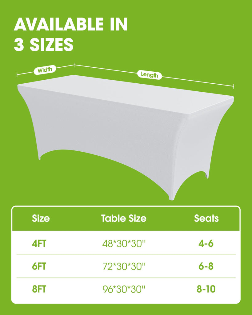 Spandex Tablecloth 6ft 2 Pack White