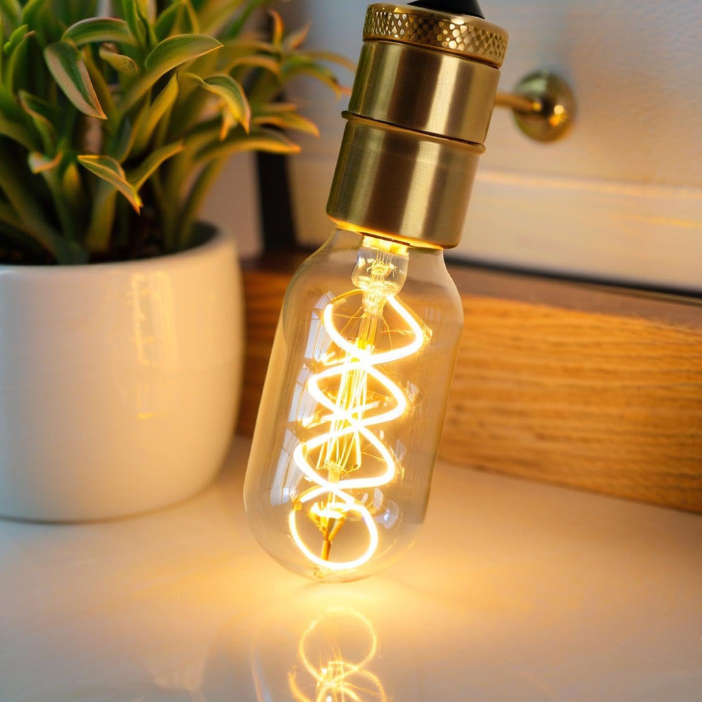 T14 Vintage LED Edison Bulbs, 3W (25W Equivalent), Amber Glass T45 LED Light Bulb,E26 Base, 2200K Warm White,120V
