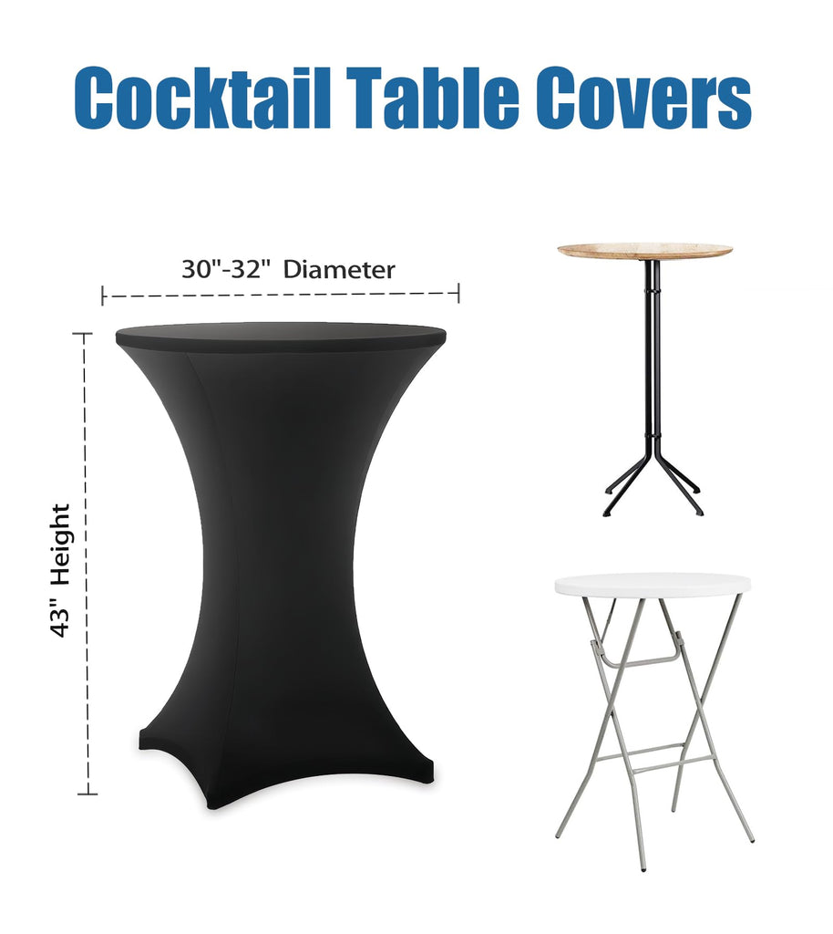 Cocktail Table Covers - 2 Pack 32x43 Inch Table Cloth - Black