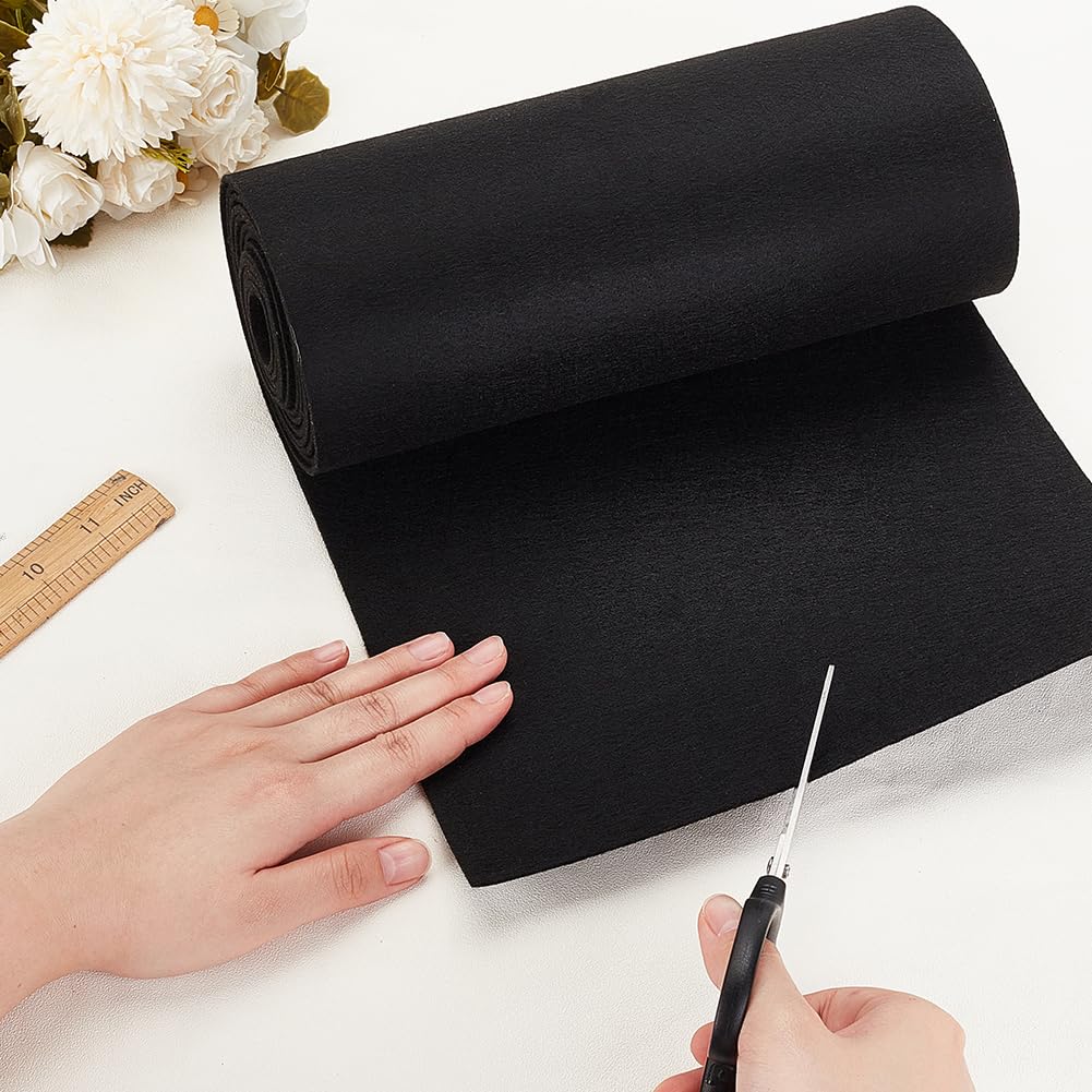 118x9.4inch Felt Fabric Roll, Black Craft Felt Fabric Polyester Felt Roll for Felt Table Mats, DIY Craftwork, Sewing