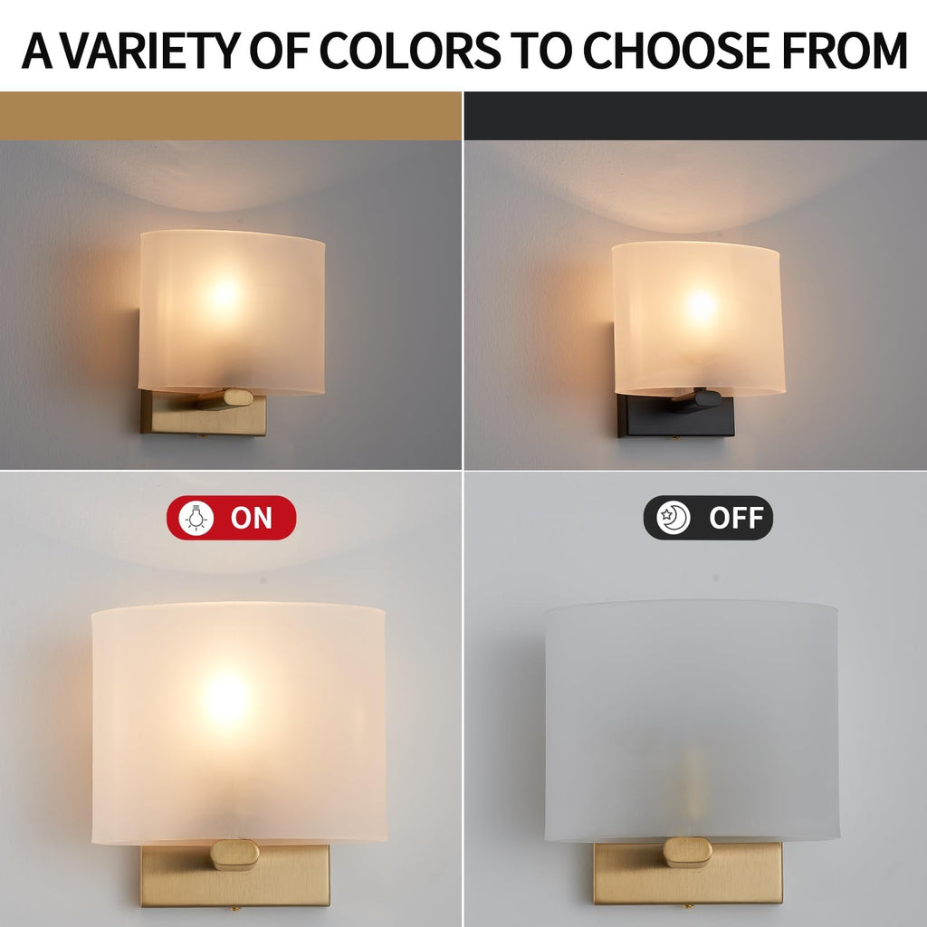 Indoor Small Flat Hardwired Acrylic Shade Gold Wall Sconce Light Set of 2