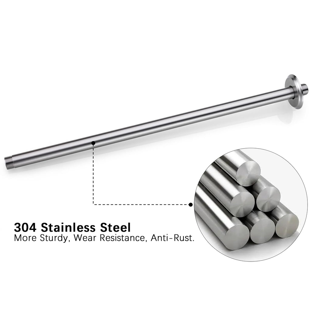 20 Inch Brushed Nickel Ceiling Mount Shower Arm for Rain Shower Head