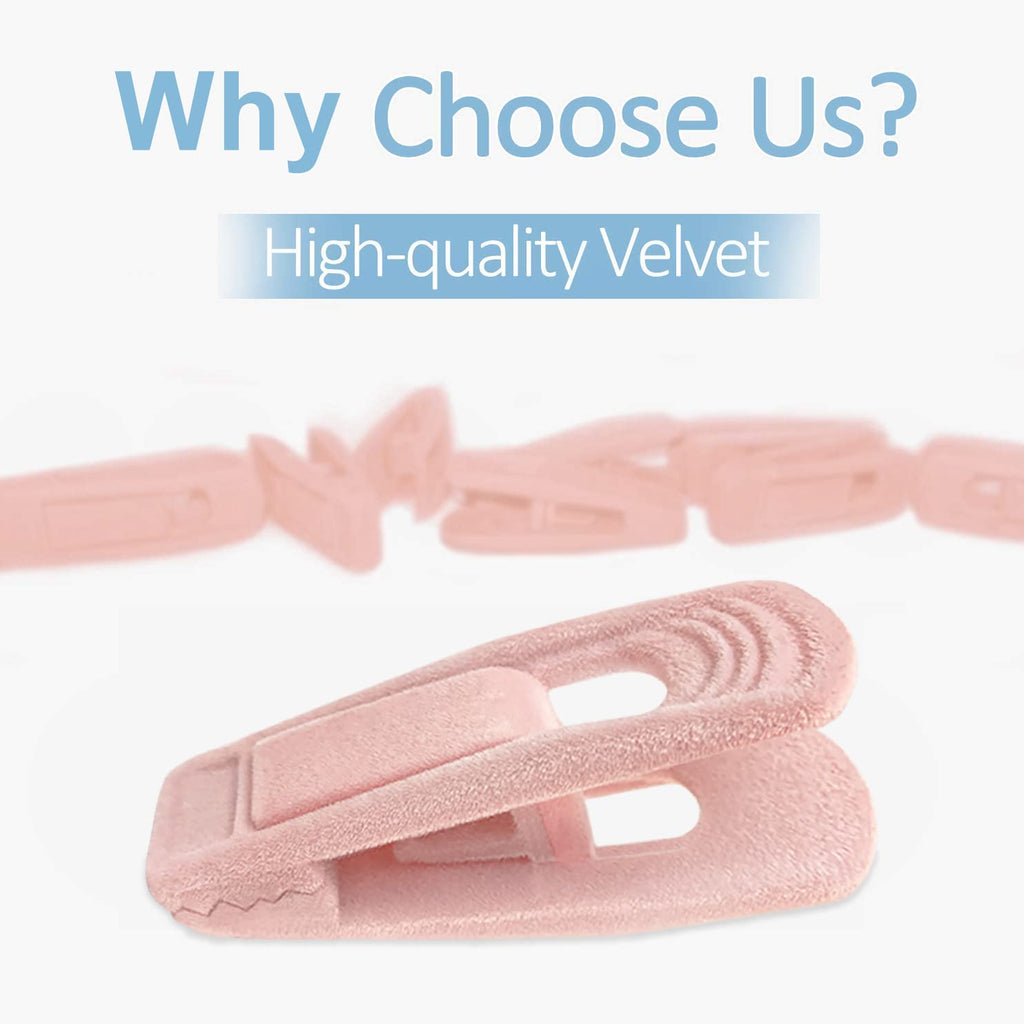 Light Pink Velvet Hangers Clips 40 PCS, Non-Slip Finger Clip for Pants Suit Skirt Velvet Hanger, Strong Flocking