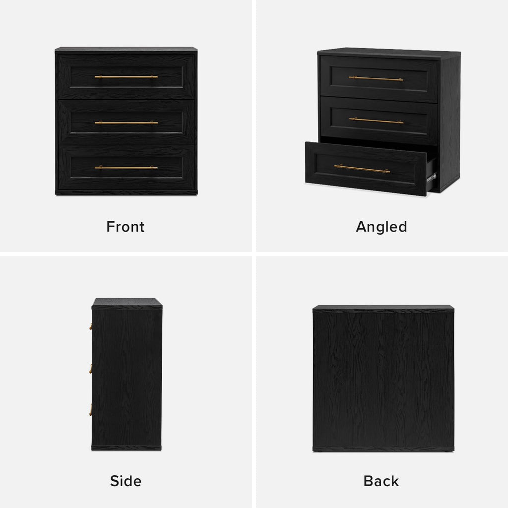 Blake 3 Drawer Dresser, Night Stand (Black Oak, Single)