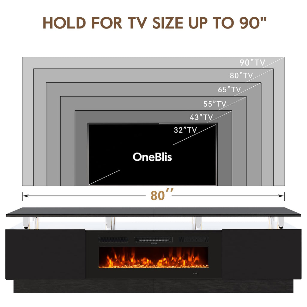 80" TV Stand, Large Entertainment Center & Media Console, Fits TVs up to 90", Storage Cabinet with Shelves, 36"