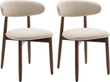 COLAMY Wooden Dining Chairs Set of 2, Modern Fabric Upholstered Kitchen Side Chairs