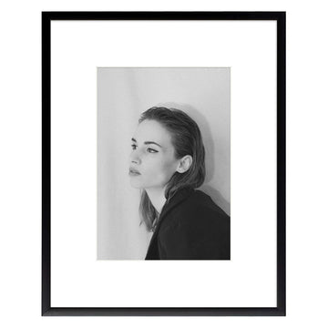 8x10 Black Aluminum Frame with White Mat, Real Glass