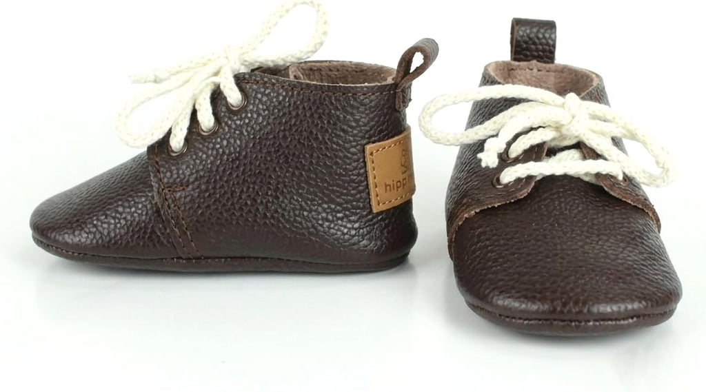 Dark Brown Leather Baby Booties Moccasins Shoes