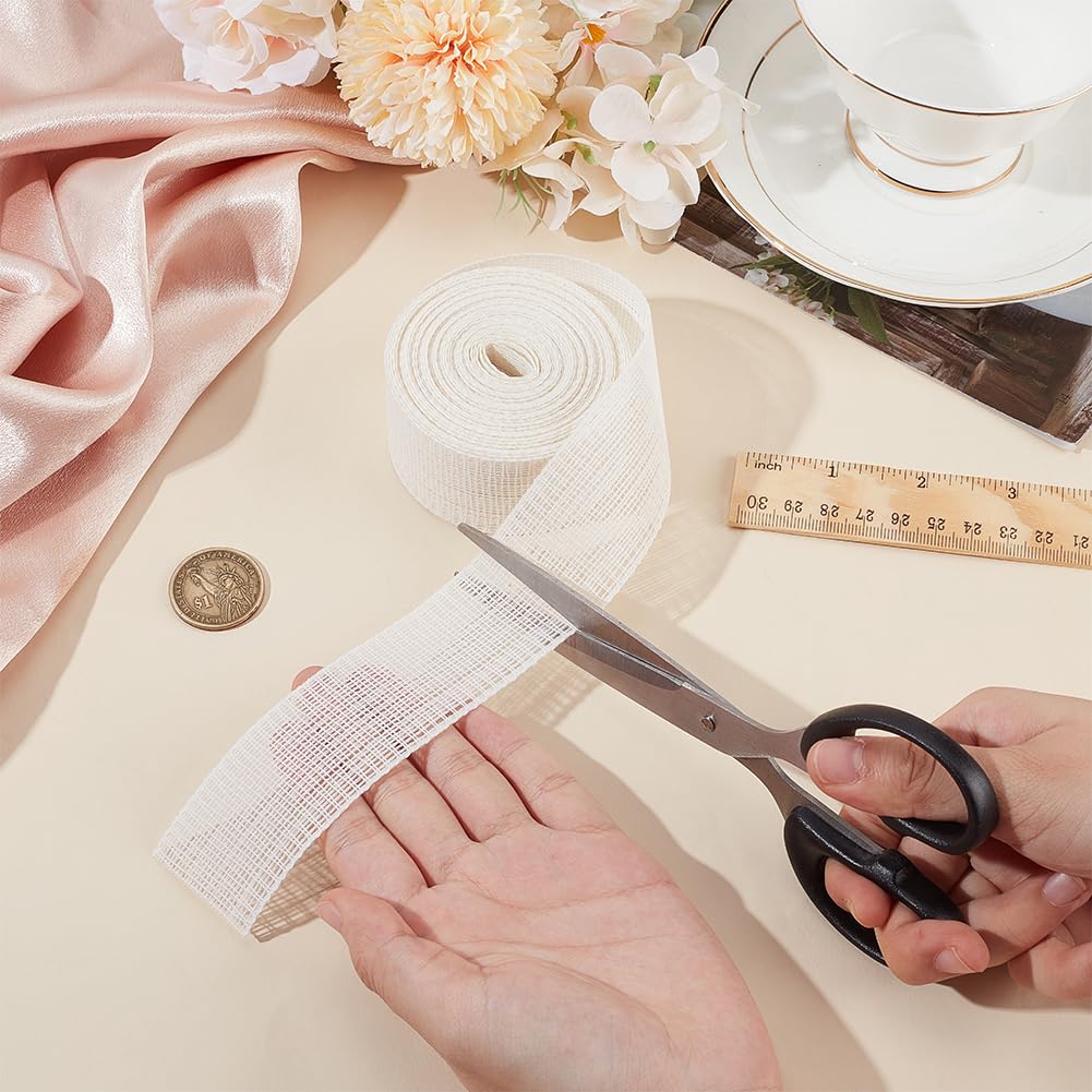 5.47 Yards Beige Fishbone Lining, 1.5 Inch Wide Fishbone Boning Lining, Polyester Fish Boning Sewing Accessories for