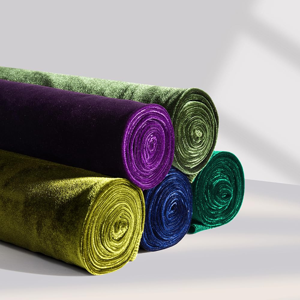 Dark Olive Green Velvet Fabric by The Yard, 5 Yards, 60" Wide