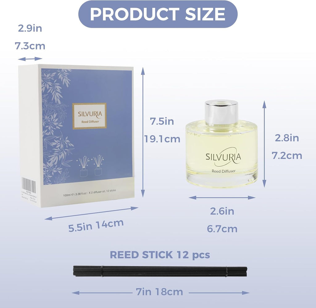 Reed Diffuser Set,2x100ml Bamboo Scented Oil Diffuser - Set of 2