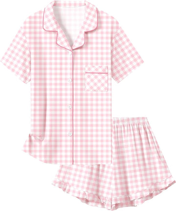 Girls Pajamas Set 2 Piece Button Down Pjs Soft Ruffle Sleepwear Loungewear