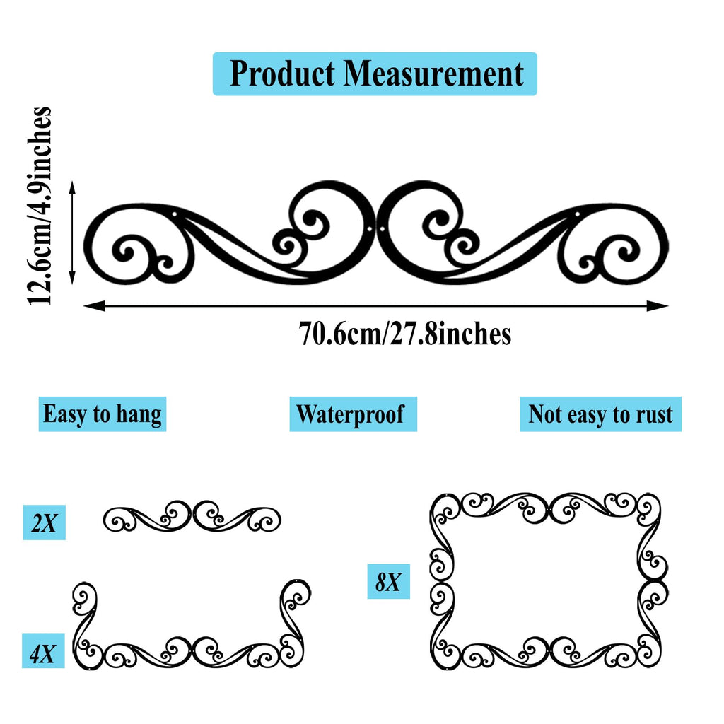 Metal Scroll Wall Art Decor Flat Rustic Iron Wall Scroll Decorations