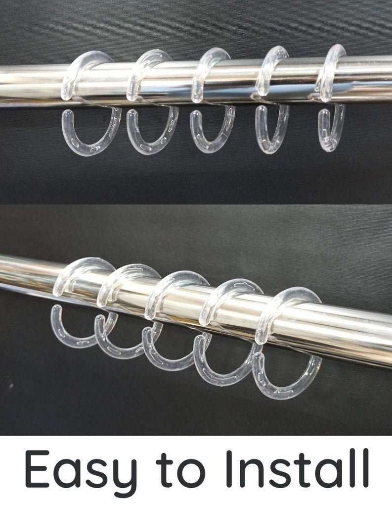 Transparent Shower Curtain Rings, Material - Plastic, 24 Pieces
