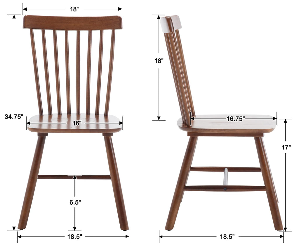 Windsor Dining Chairs Set of 4, Spindle Back Wooden Chairs