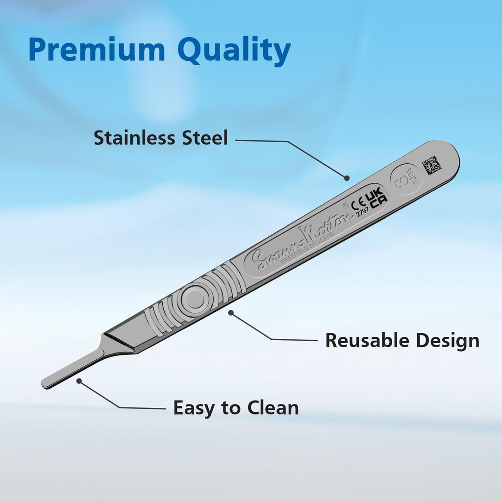 Swann Morton Scalpel Handle No. 3 - Stainless Steel Dermaplane Blade Handle