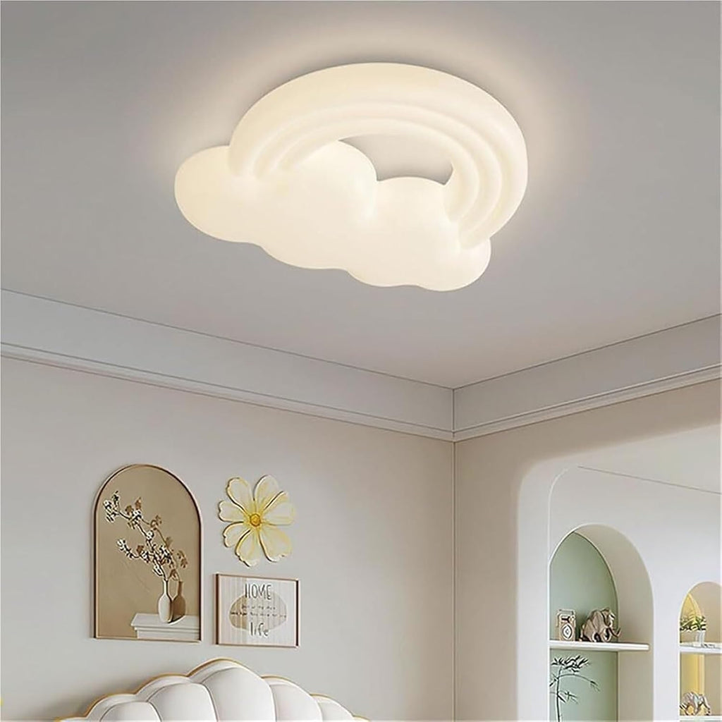 Nordic Modern Semi Flush Mount Ceiling Light - White Cloud Design for Kids' Rooms, Nursery & Kindergarten Stylish