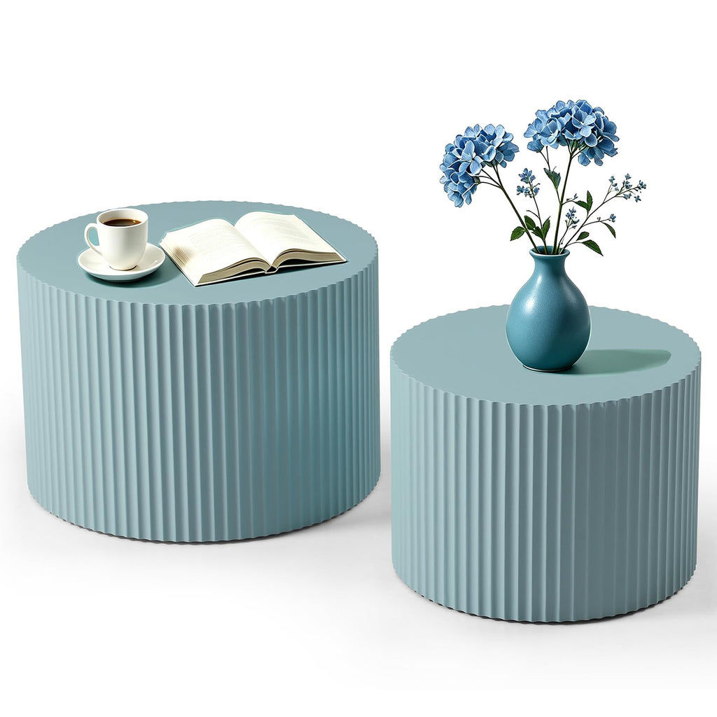 Nesting Coffee Tables Set of 2, 23.6" Round Coffee Tables