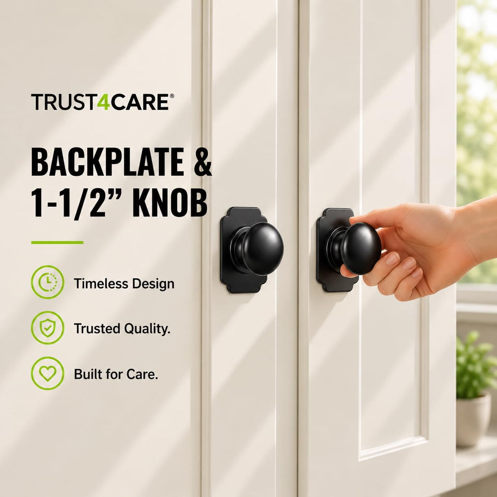 1.7" Black Backplates of Bifold Closet Cabinet Knobs