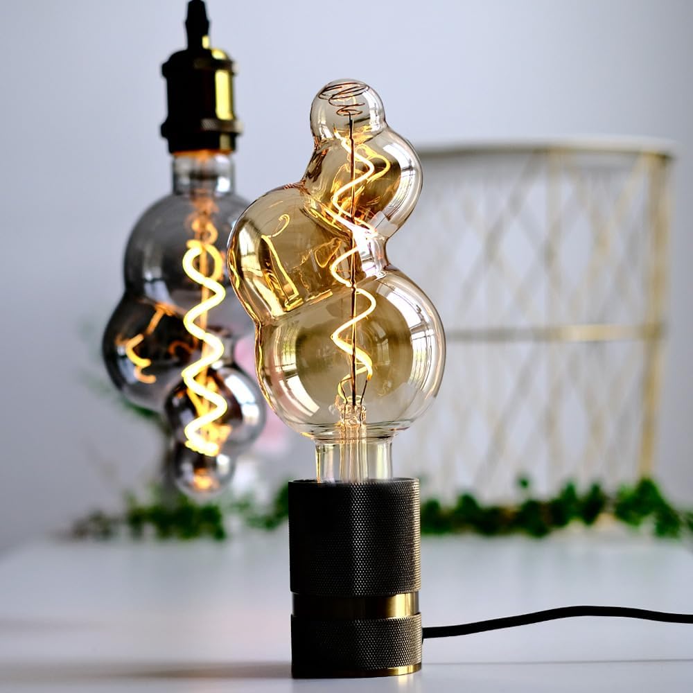 Vintage Led Bulb G30 Small Bubble 4W Dimmable 110-130V E26 Base Specialty Decorative Edison Bulb Smoke Gray Glass