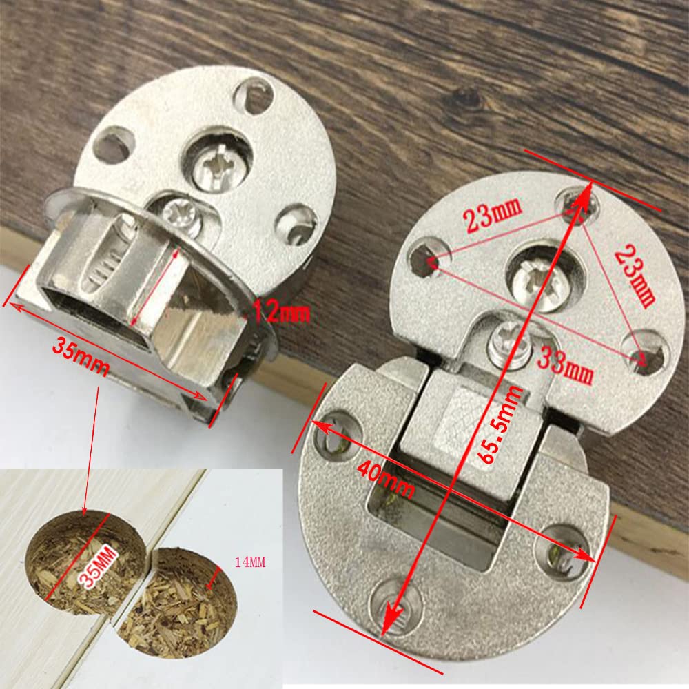 2 Pieces)-90 Degree Page Turning axis Adjustable Cabinet Door Concealed Hinge Special Table Drop Down Hinge Flush