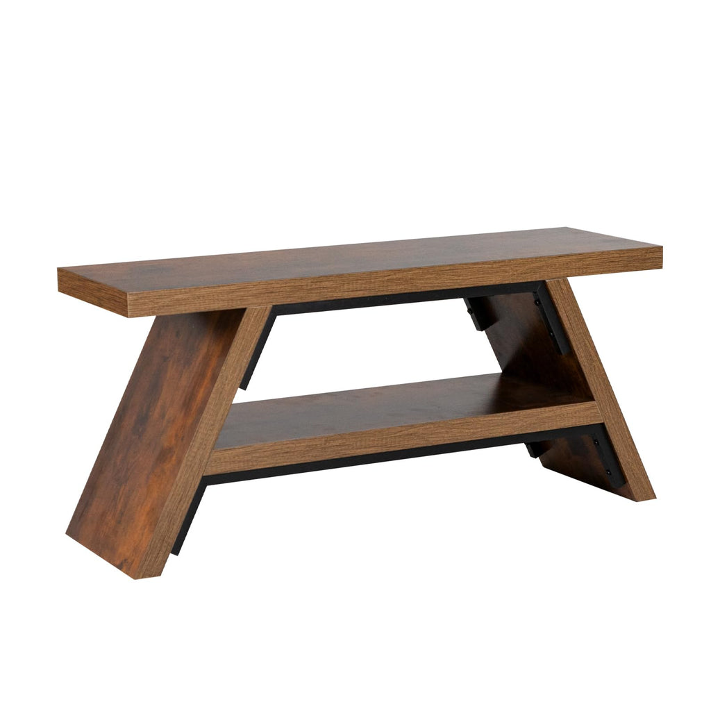 2-Tier Shoe Storage Bench, 40" Solid Wood Entryway Stool Storage