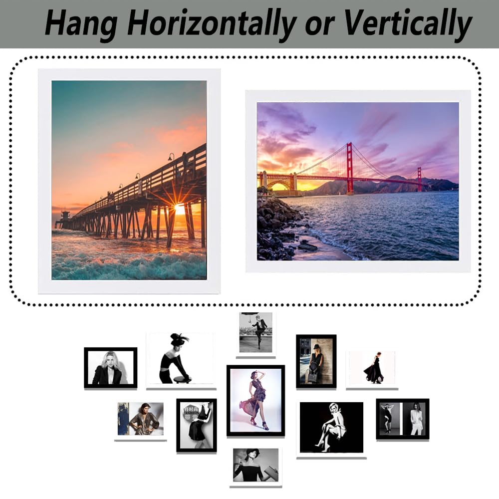 12x15 Picture Frame in White, Photo Frames with Plexiglass, Horizontal and Vertical Formats for Wall Mounting Wall
