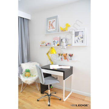 4'/48" Art Display/Picture Ledge/Floating Shelf, Metal, Modern (3.5" deep, White)