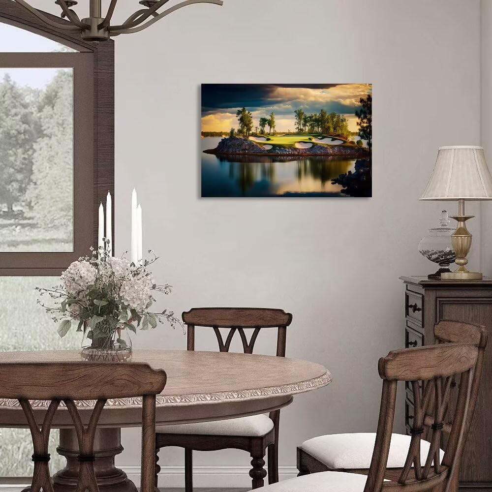 Sunset Landscape Golf Course Wall Art Picture Golf Course Wall Decor Bedroom Bathroom Home Decorations Canvas Prints