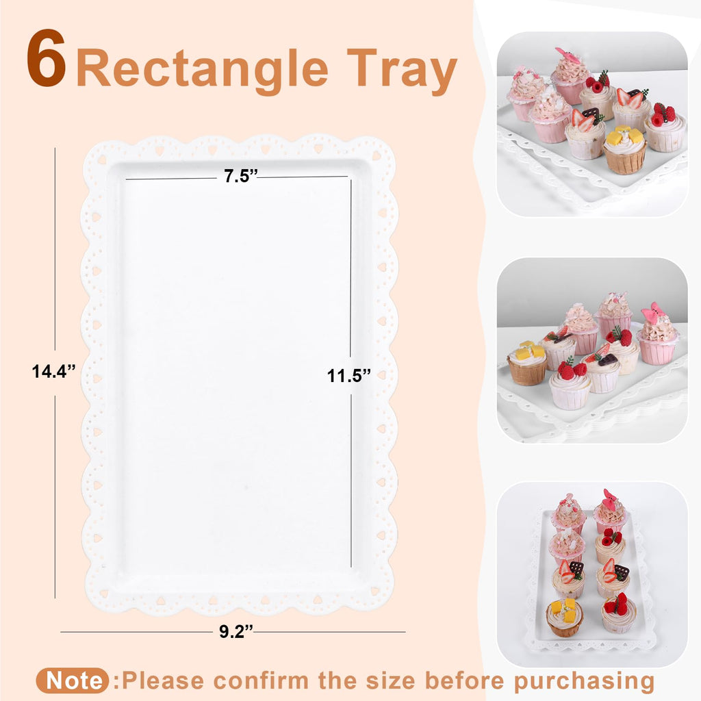 10Pcs Cupcake Stand, Dessert Table Display Set, 4 White 3 Tired Cake Stand 6 Plastic Serving Trays for Party Cookie