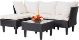Outdoor Sectional Rattan Chair Wicker Conversation Set Sofas, 5-Piece, Khaki A106-B0B976HF74
