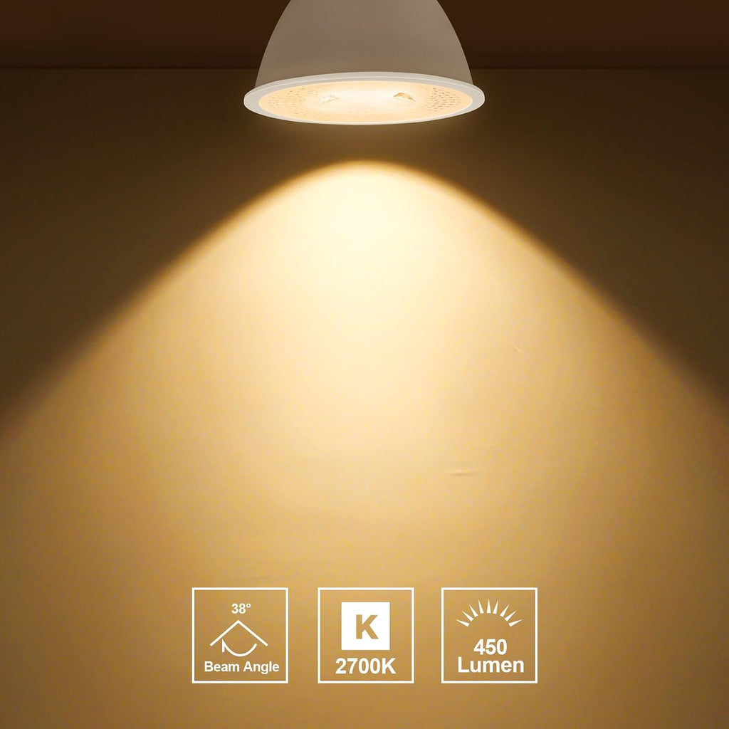 4 Pack MR16 LED Bulbs 50W Halogen Equivalent, 2700K Warm White, 5W GU5.3 MR16 12V Spotlight Bulb, Non-Dimmable,38