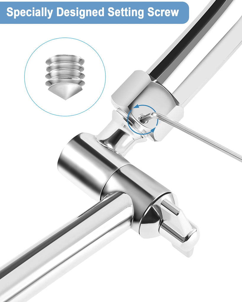 11 Inch Adjustable Shower Head Extension Arm With Locking Set Screw, 304 Stainless Steel Chrome Angle Height