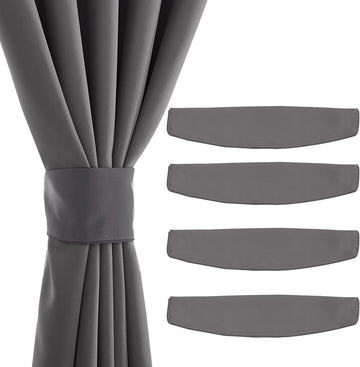 Strong Magnetic Curtain Tiebacks-Curtain Tiebacks for Wall No Screws Perfect of Curtains (Grey, 15 X 4 Inches, Set