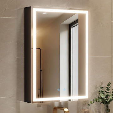 Spliceable Modular LED Lighted Bathroom Medicine Cabinet Mirror with Anti-Fog Aluminum Frame, Adjustable Lighting