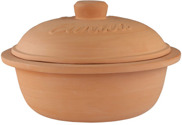 Eurita 4 Quart Terracotta Clay Non Stick Dutch Oven - Natural, Lead Cadmium‐Free, Oven & Microwave Safe, Rustic