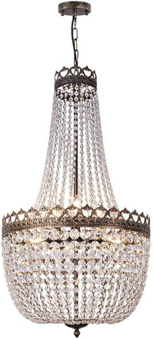 Crystal Chandelier Lights, 12 Lights French Empire Chandelier Lighting High Ceiling Hanging Pendant Light Fixture for Dining Living Room Foyer Kitchen Bedroom, Antique Bronze 25.38'' W A108-B0F6CFW8JX