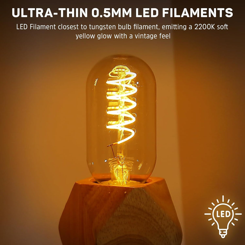 Vintage Edison LED Bulb Bundle T45 25W Soft Warm 2200K and ST58 60W Soft White 2700K Dimmable E26 Base Retro Style