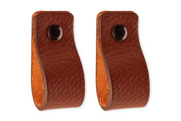 Leather Drawer Pulls - Cognac - 2 pcs - 4-15/16 x 1 '' - Leather Handle - Leather Dresser Pulls - Cabinet knobs