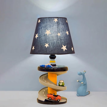 Table Lamp, Adorable 14 Inch Racing Road Style Kids Desk Lamp, Car Bedside Lamp Ideal for Children's Bedroom Decor