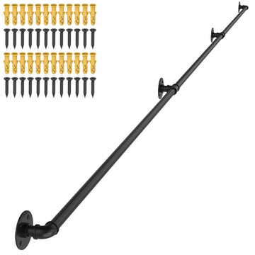 Stair Railing Indoor Hand Rails for Outdoor Steps, Pipe Metal Handrail 12ft
