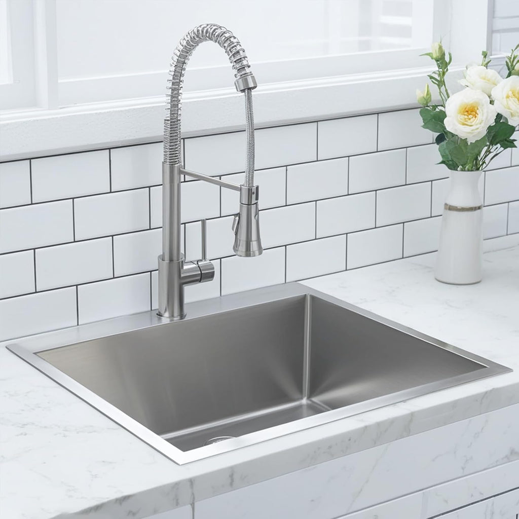 22"x18" Drop In Single Bowl Stainless Steel Brushed